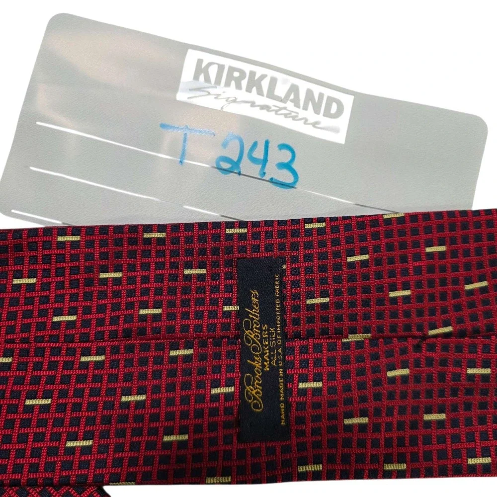 Brooks Brothers Silk Tie Red Grid‎ Pattern Luxury Men's Necktie Business Suit